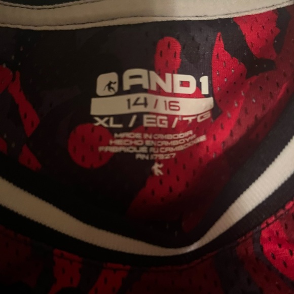And 1 red camouflage jersey style tank top sz XL(14/16) - Picture 2 of 2